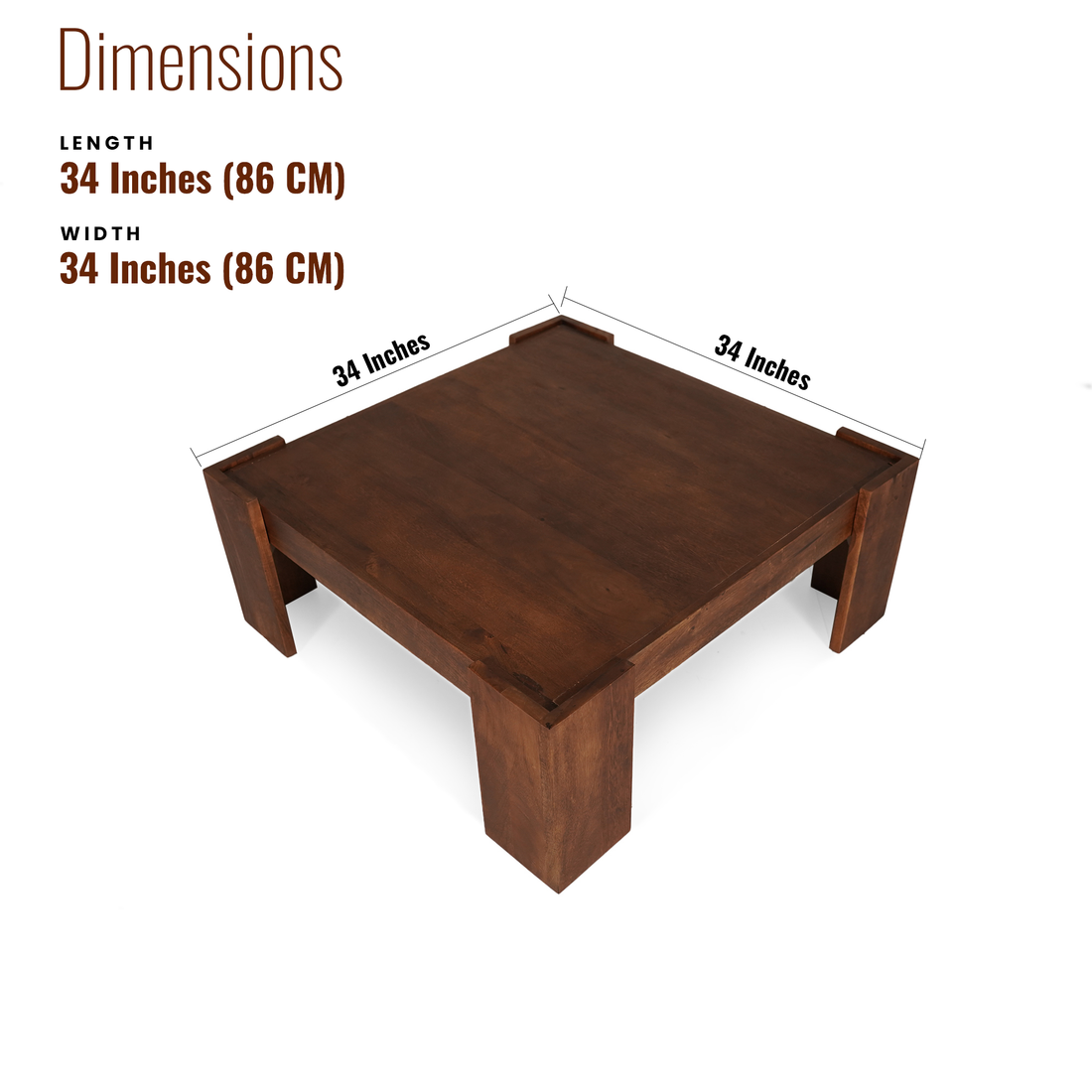 Andre Sheesham Wood Center table/ Coffee table Square