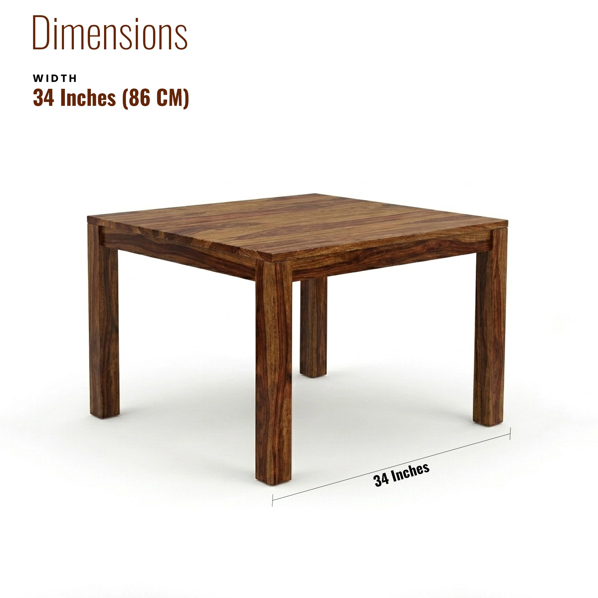 Alex Sheesham Wood Square Dining Table/ Four Seater