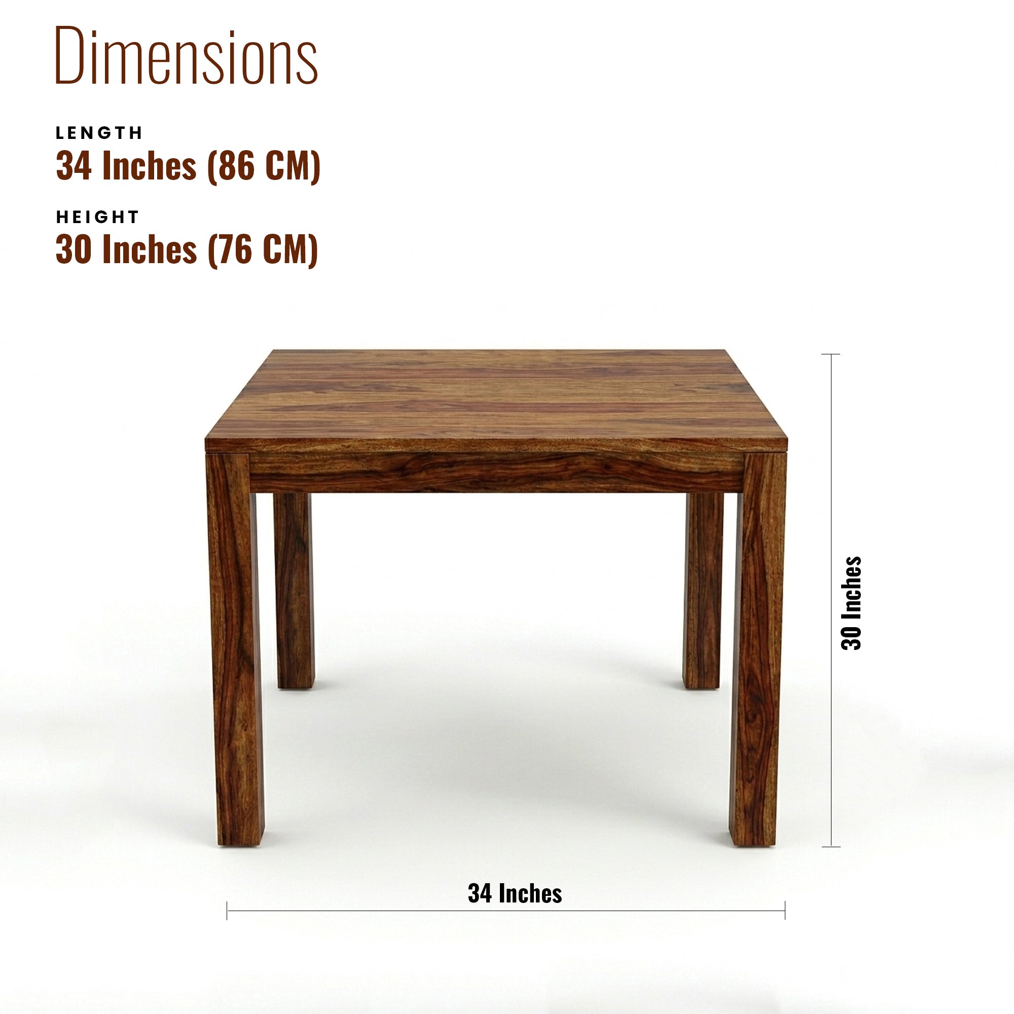 Alex Sheesham Wood Square Dining Table/ Four Seater
