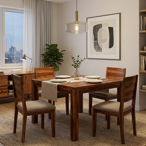 Alex Sheesham Wood Square Dining Table/ Four Seater