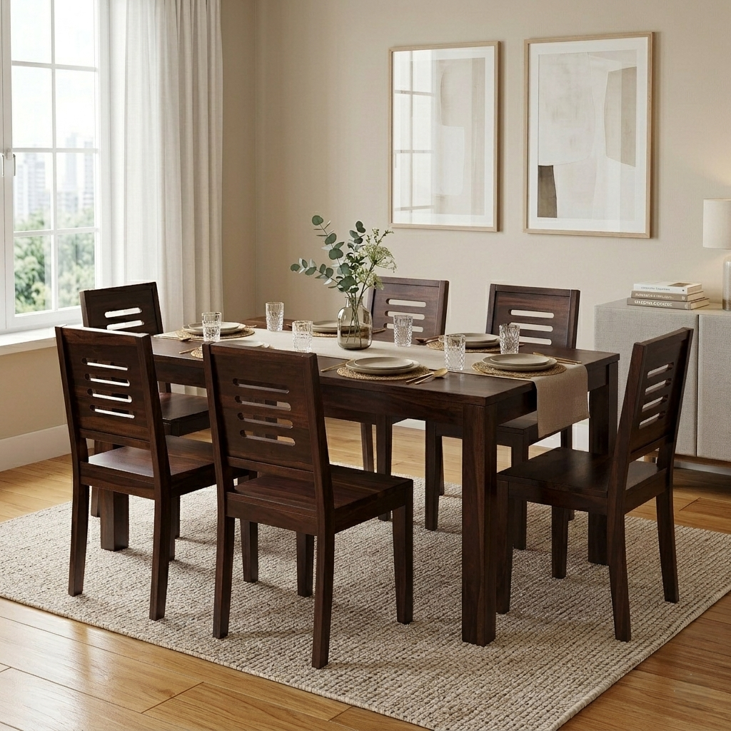 Alex Sheesham Wood Dining Table/ Six Seater