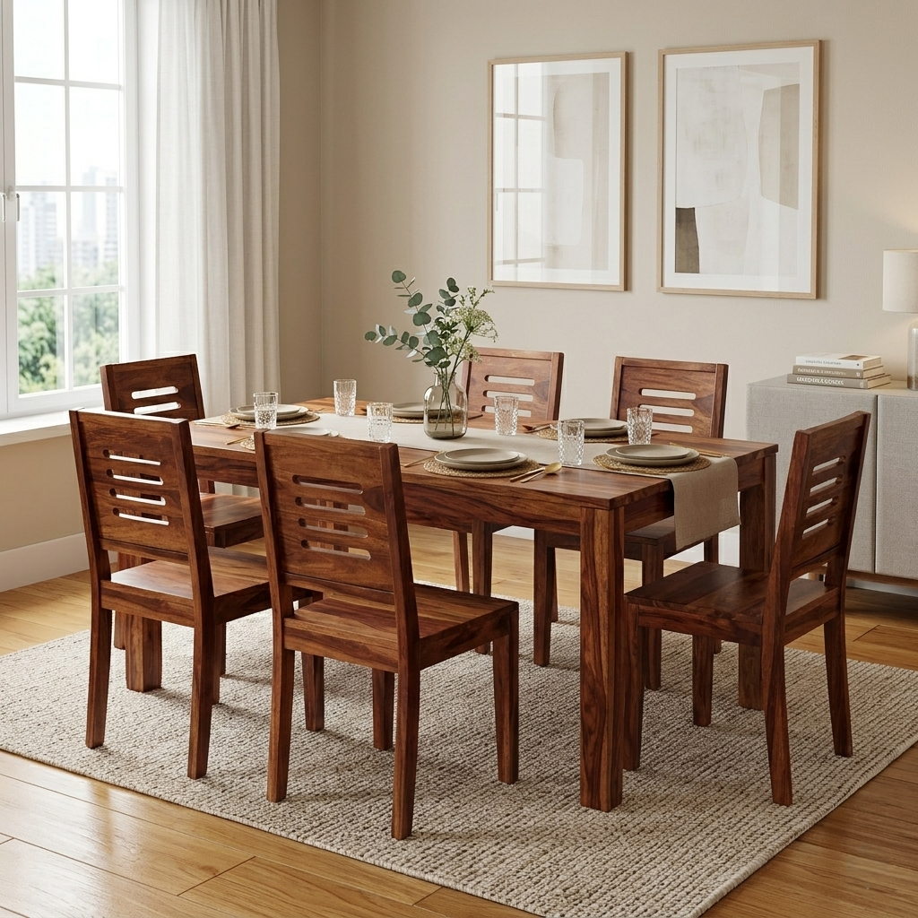 Alex Sheesham Wood Dining Table/ Six Seater