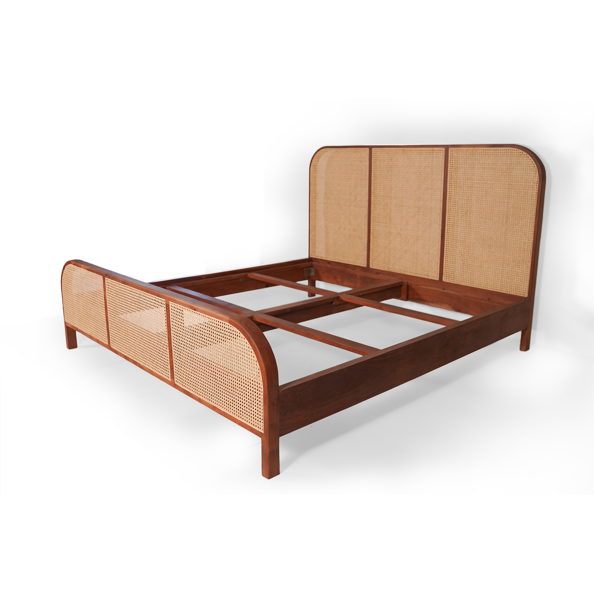 Alexander Solid Wood Queen Size Bed with cane detailing