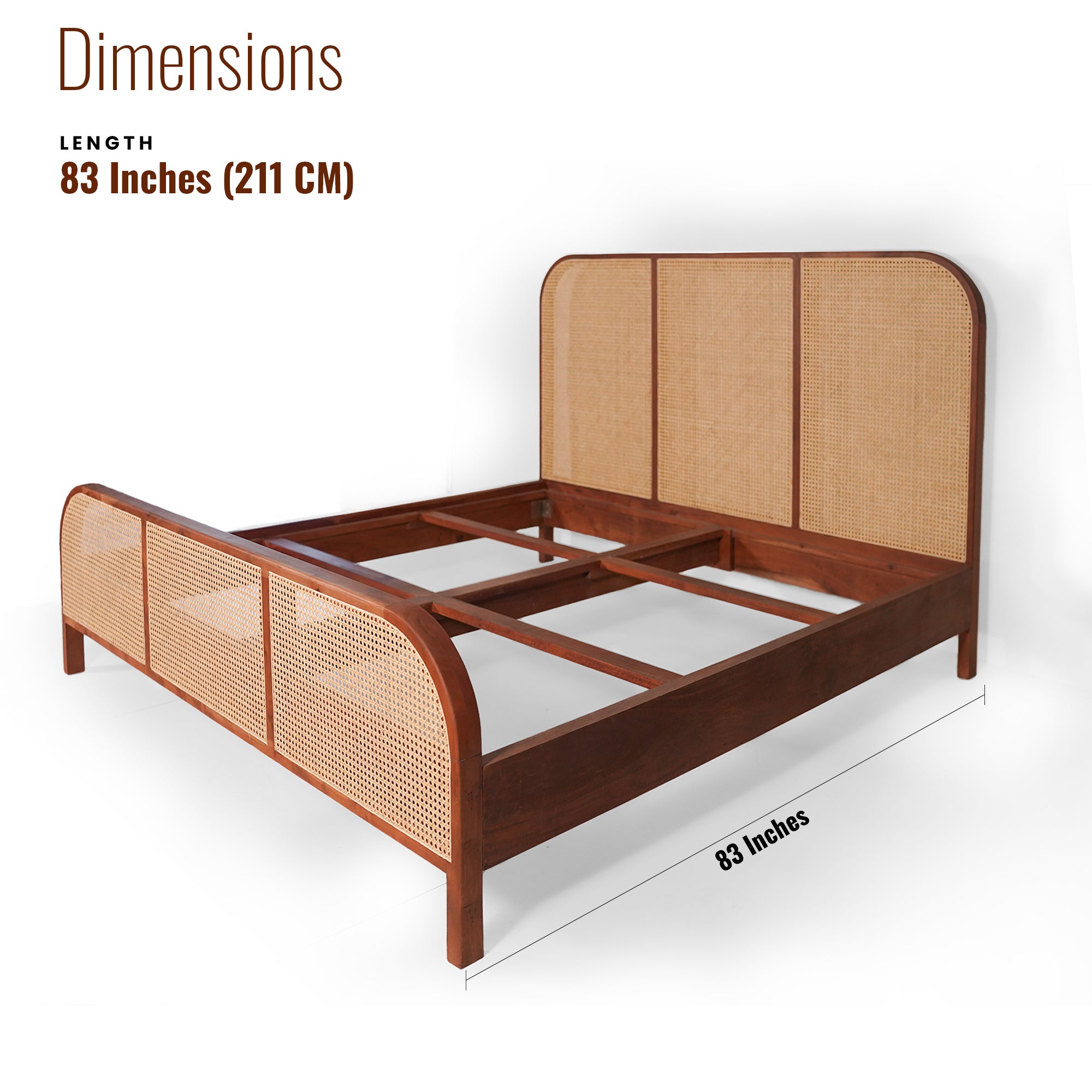 Alexander Solid Wood King Size Bed with cane detailing