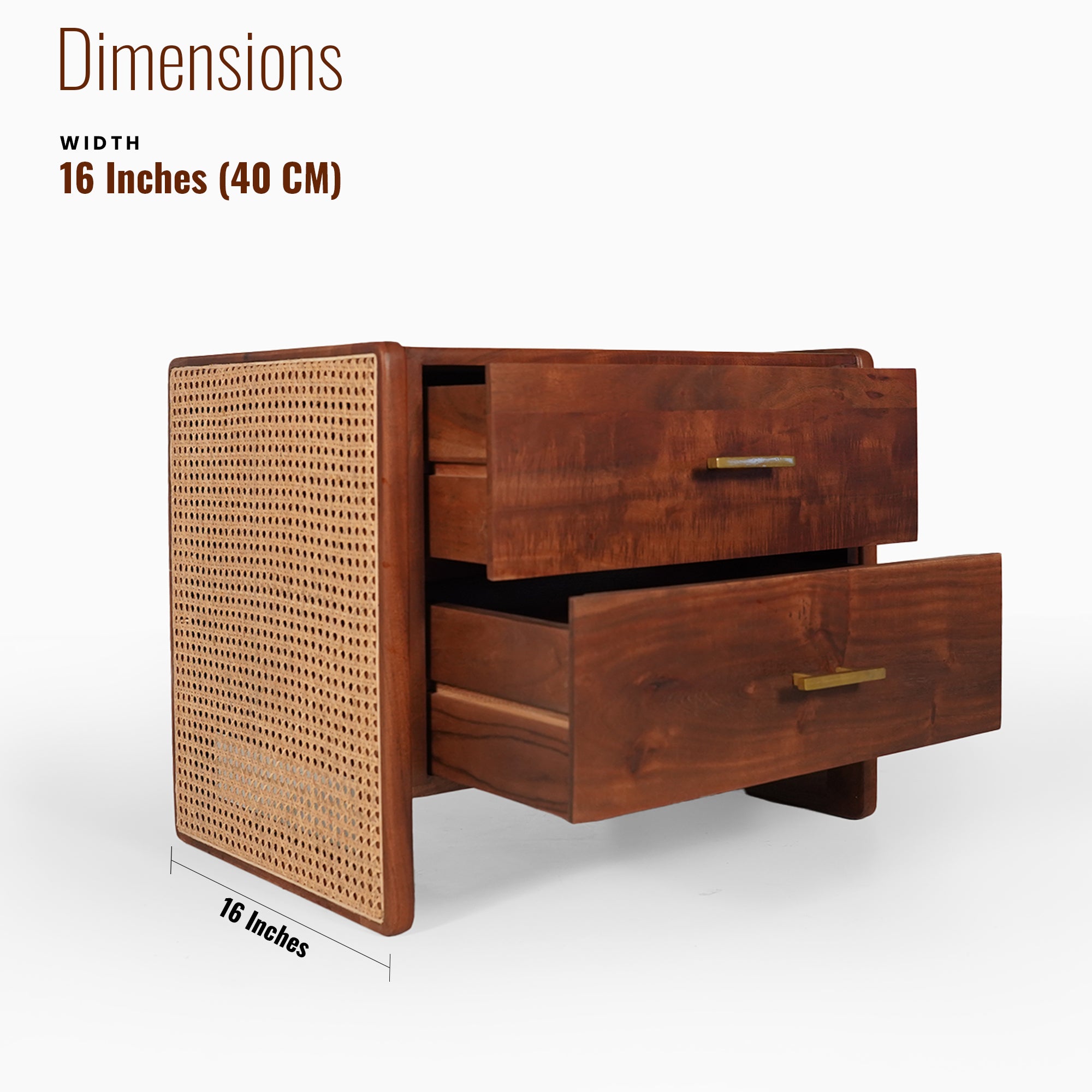 Alexander Solid Wood Storage Bedside table with Cane Detailing