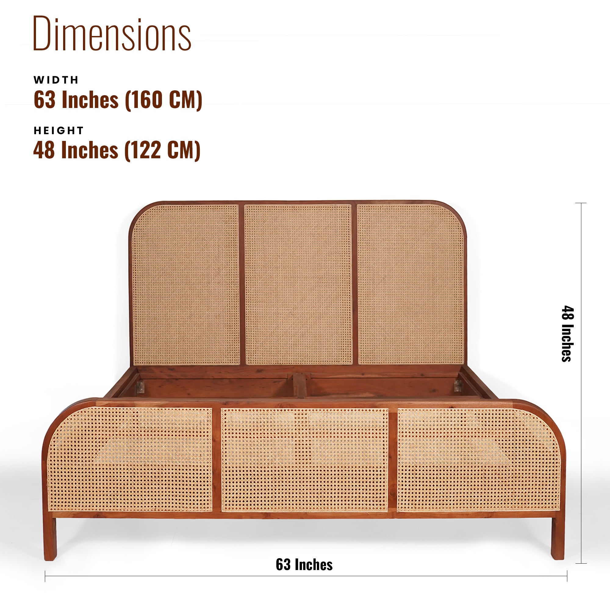 Alexander Solid Wood Queen Size Bed with cane detailing