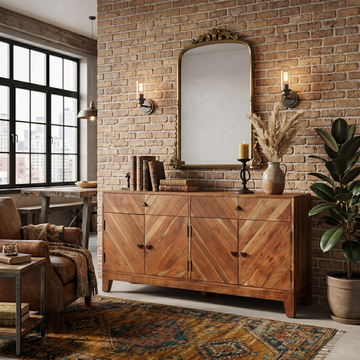 Alpine Solid Wood Sideboard 4 Door 2 Drawer