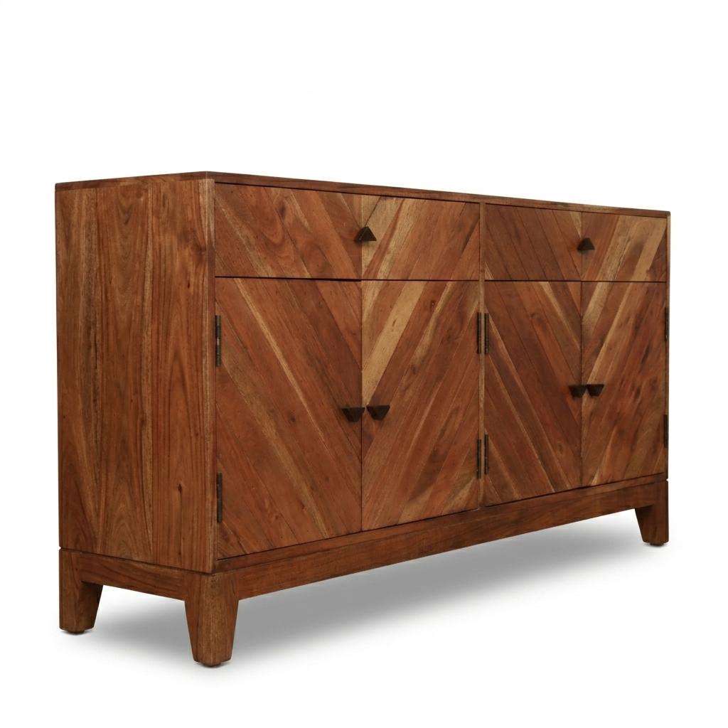 Alpine Solid Wood Sideboard 4 Door 2 Drawer