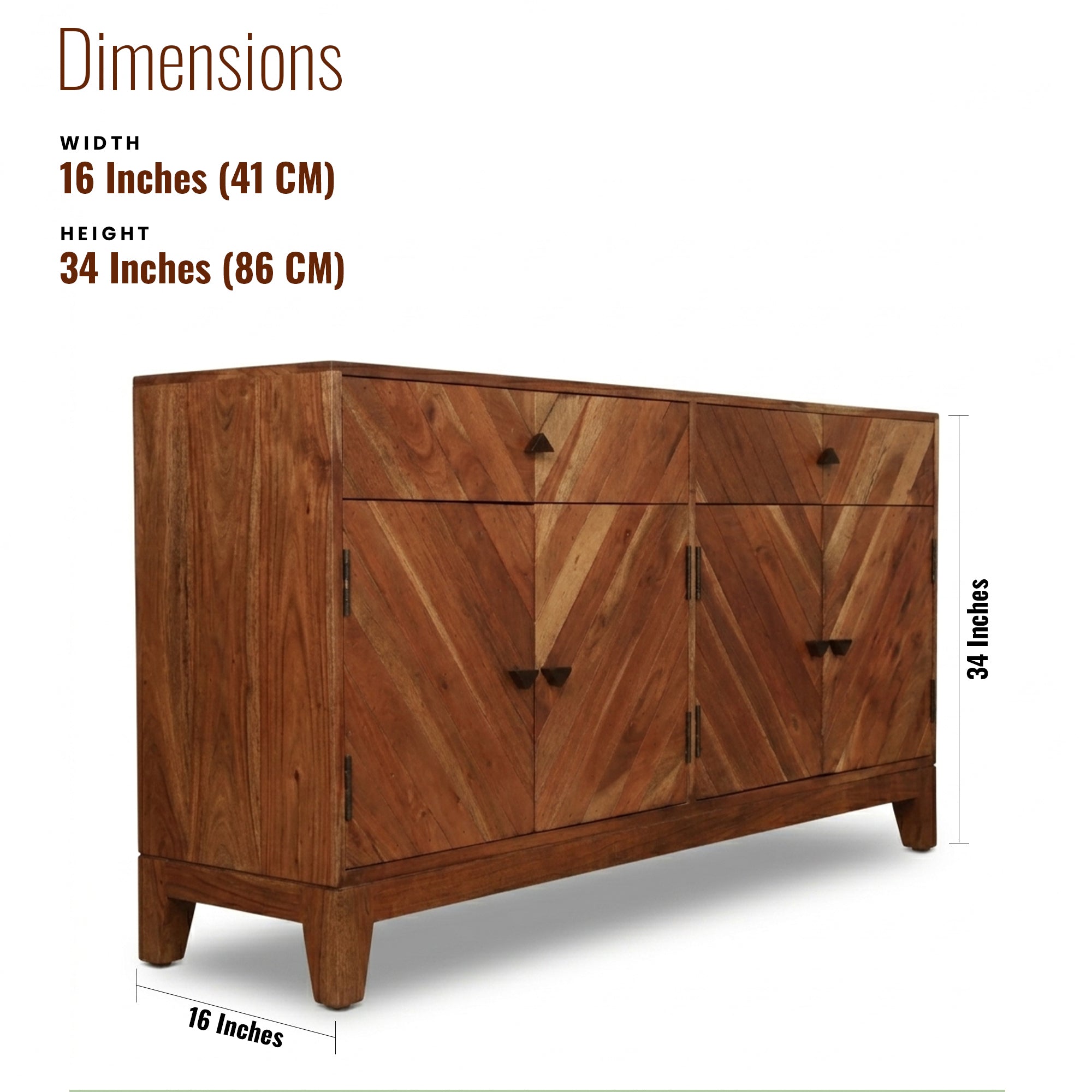 Alpine Solid Wood Sideboard 4 Door 2 Drawer