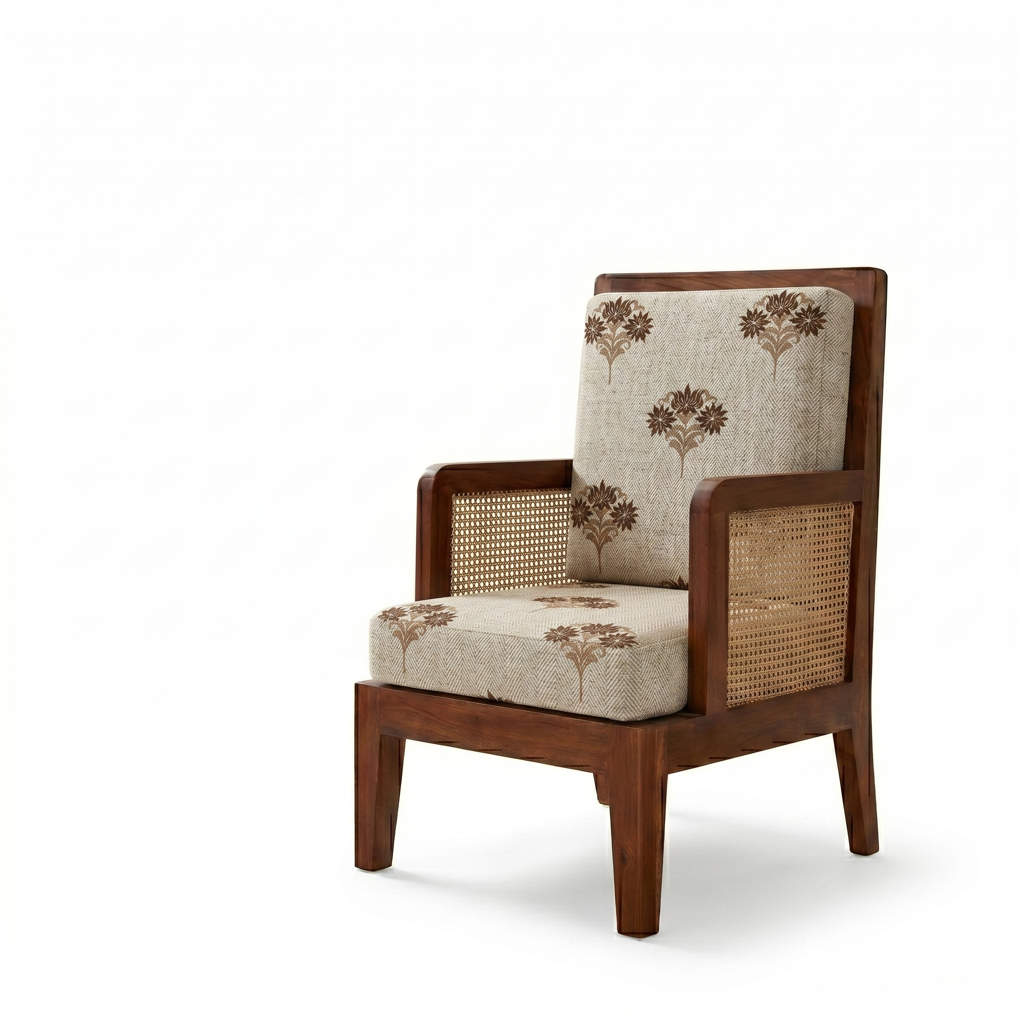 Arthur Solid Wood   Lounge Chair With Cane Accents