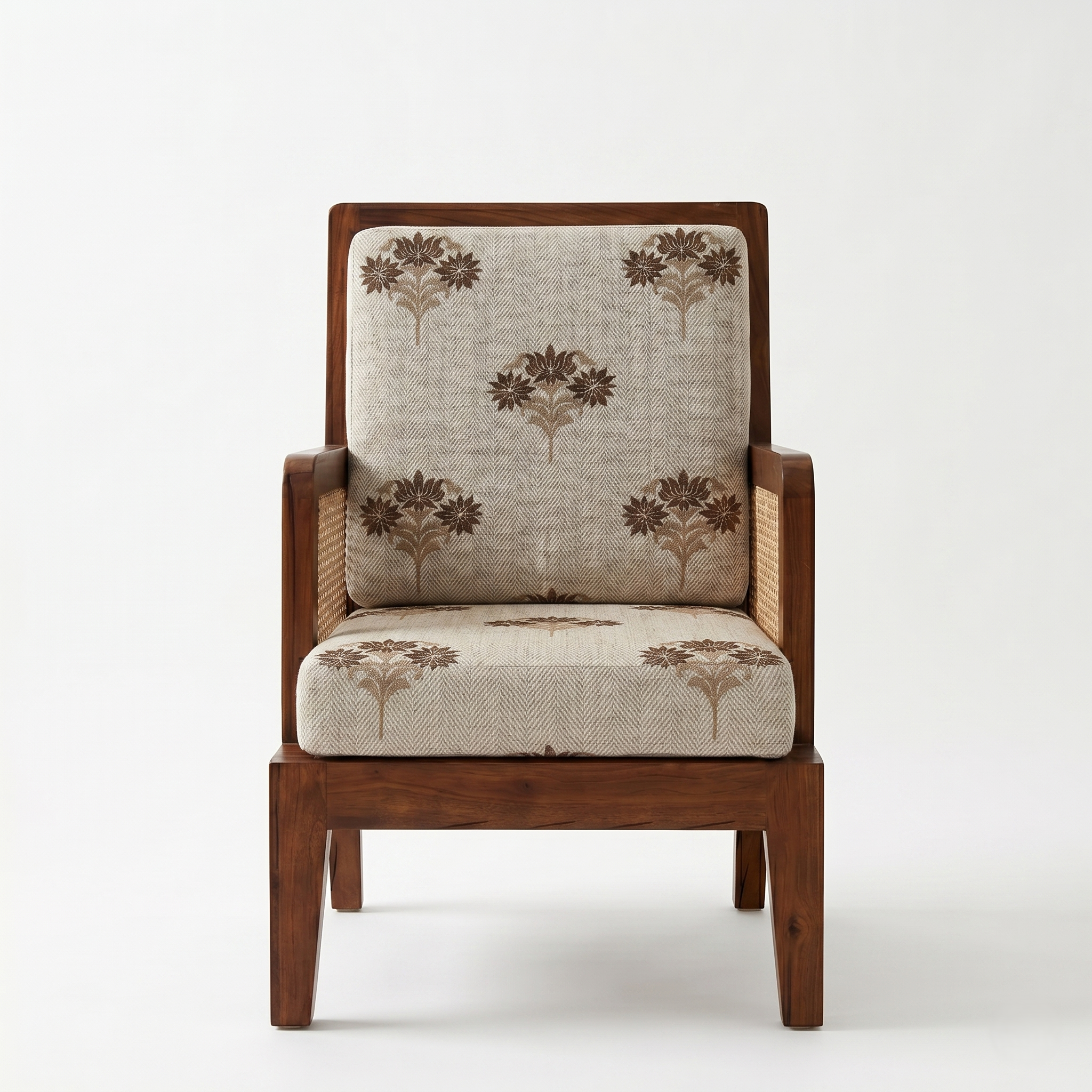 Arthur Solid Wood   Lounge Chair With Cane Accents