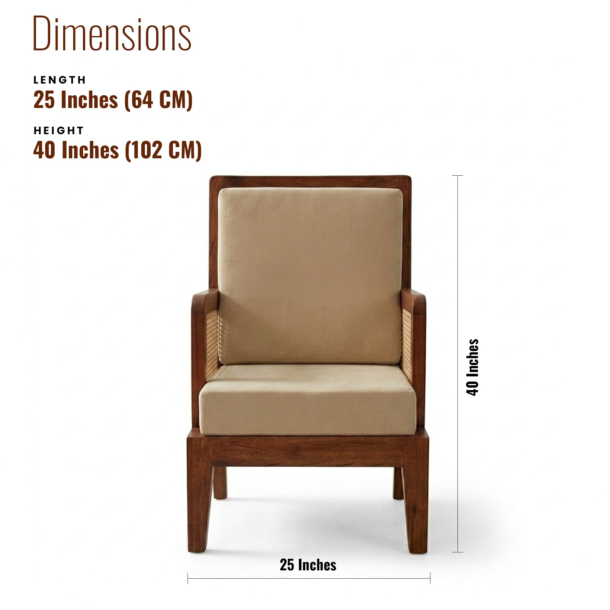 Arthur Solid Wood   Lounge Chair With Cane Accents