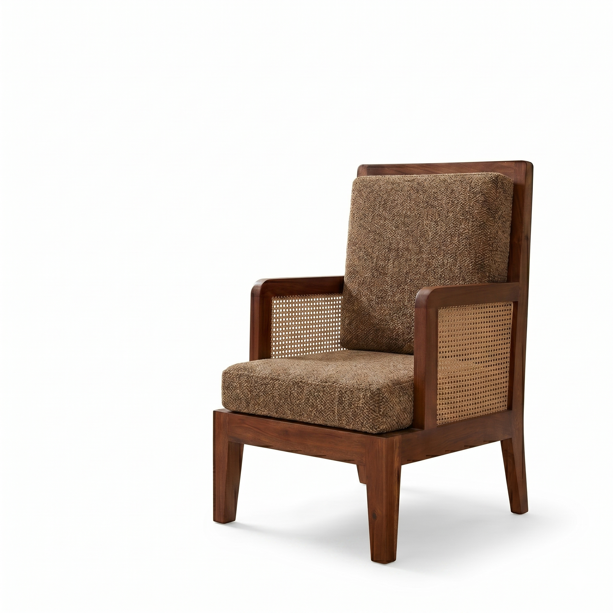 Arthur Solid Wood   Lounge Chair With Cane Accents
