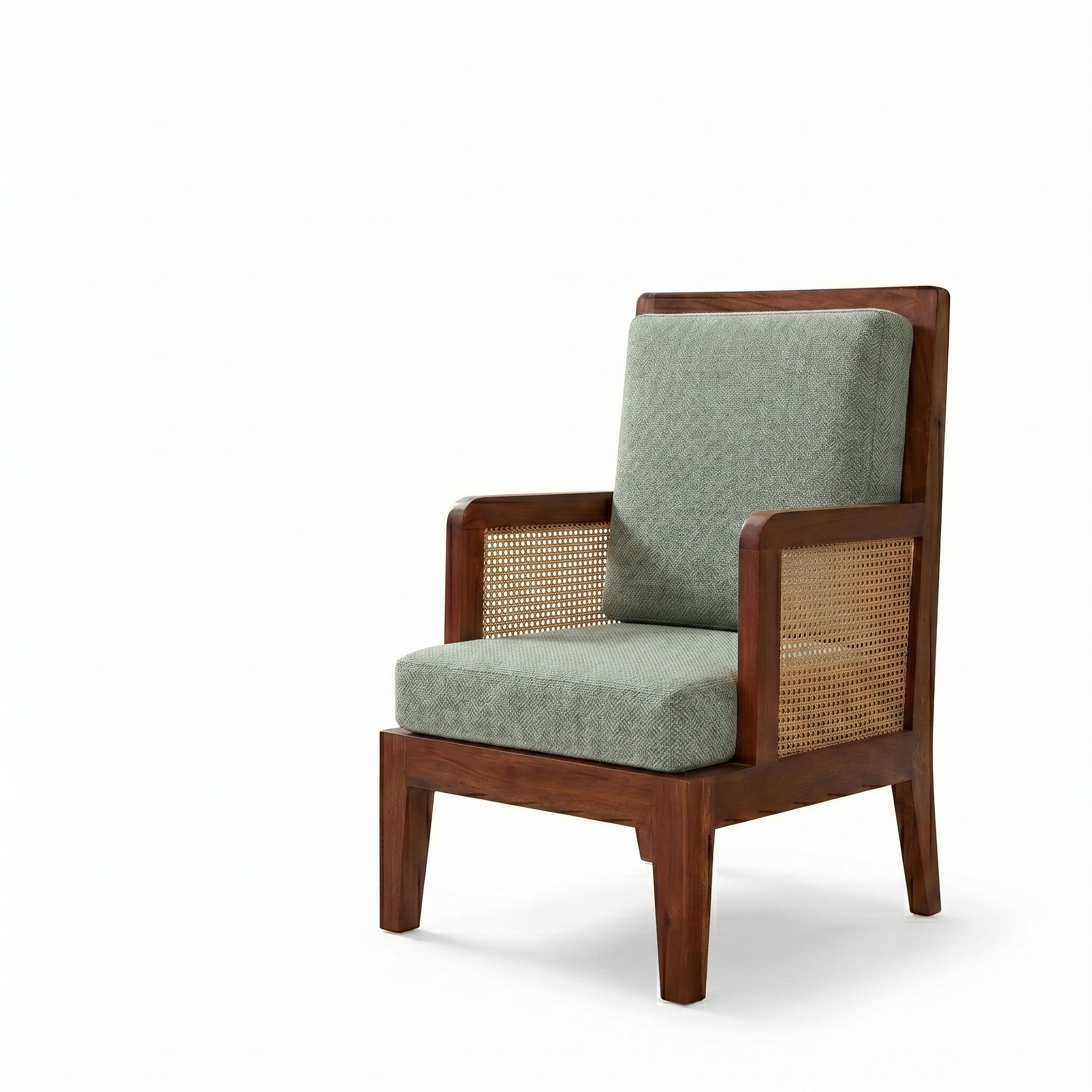 Arthur Solid Wood   Lounge Chair With Cane Accents