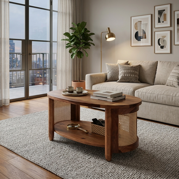 Athena Solid Sheesham Wood Oval Center table/ Coffee table