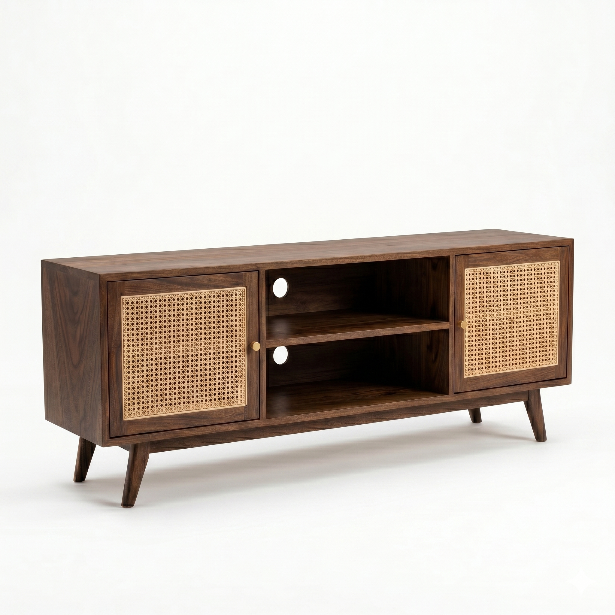 Athens Solid Wood  TV Unit with Cane Shutters