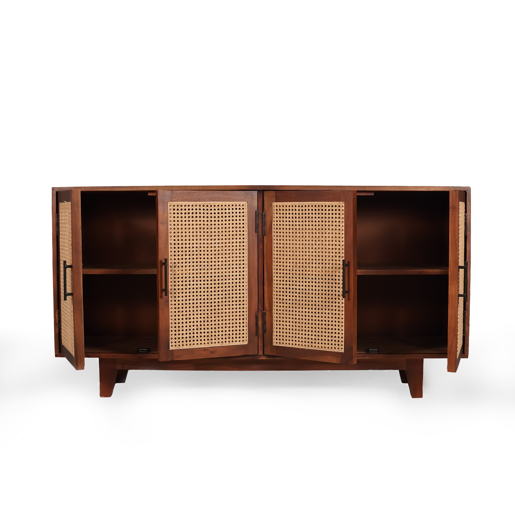 Athens Sheesham Wood and Cane Sideboard  Four  Door