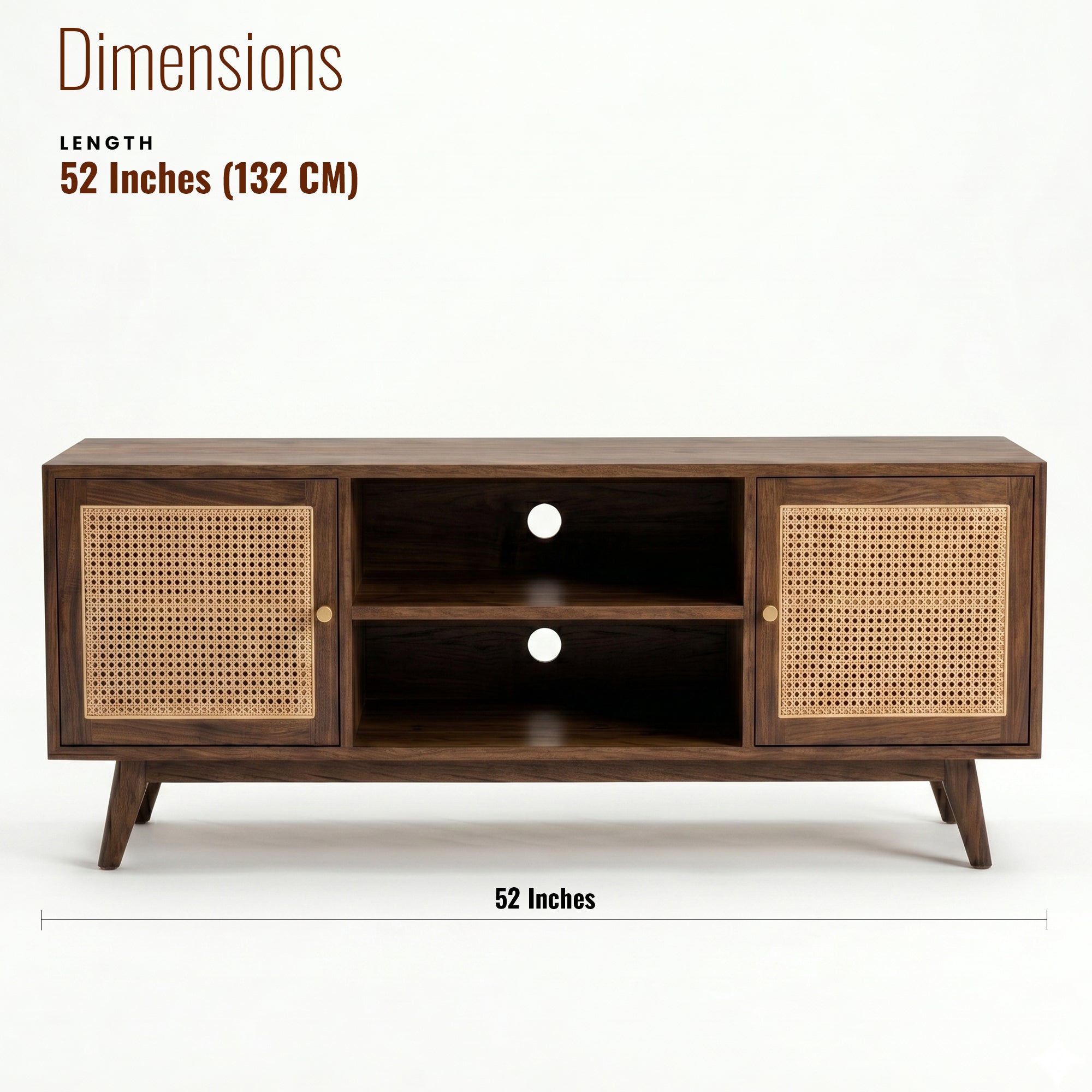 Athens Solid Wood  TV Unit with Cane Shutters