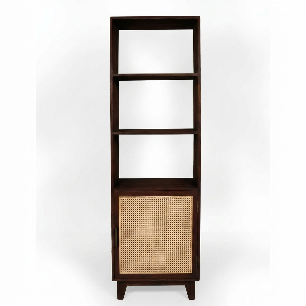 Athens Solid Wood Bookcase with Cane detailing
