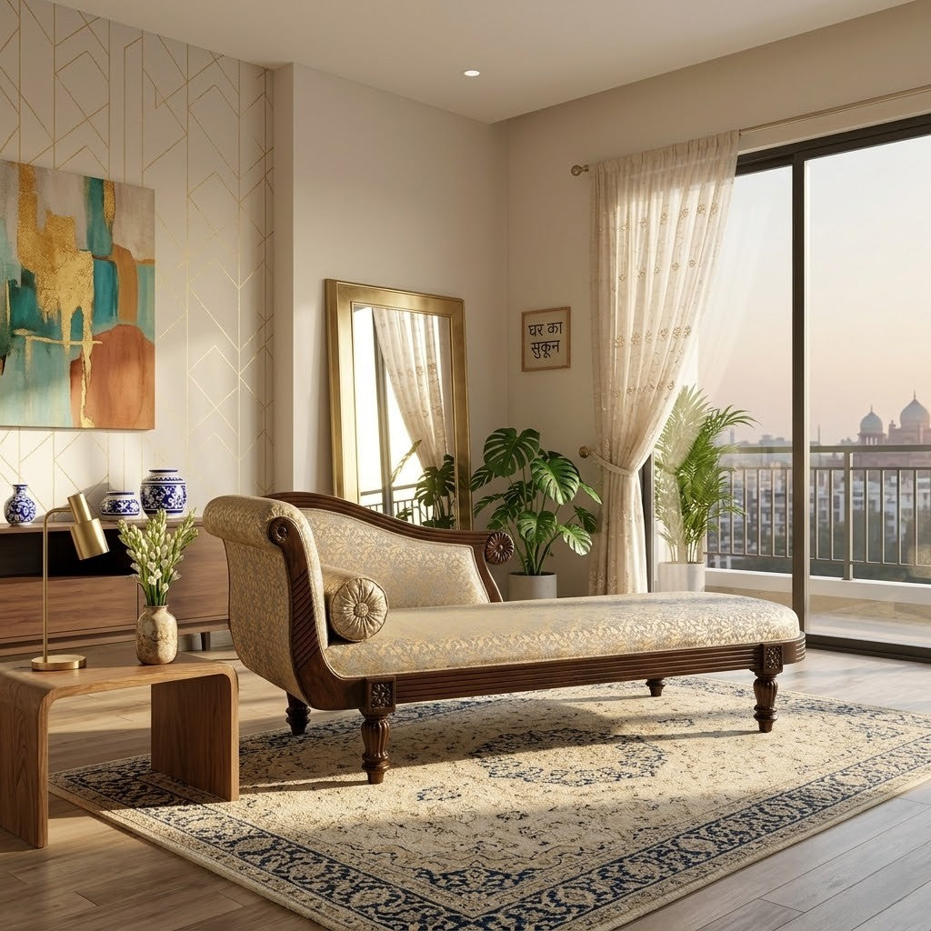 Ceylon Sheesham Wood Daybed/ Chaise Lounge
