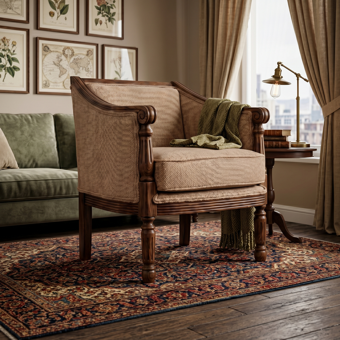 Ceylon Sheesham Wood  Armchair