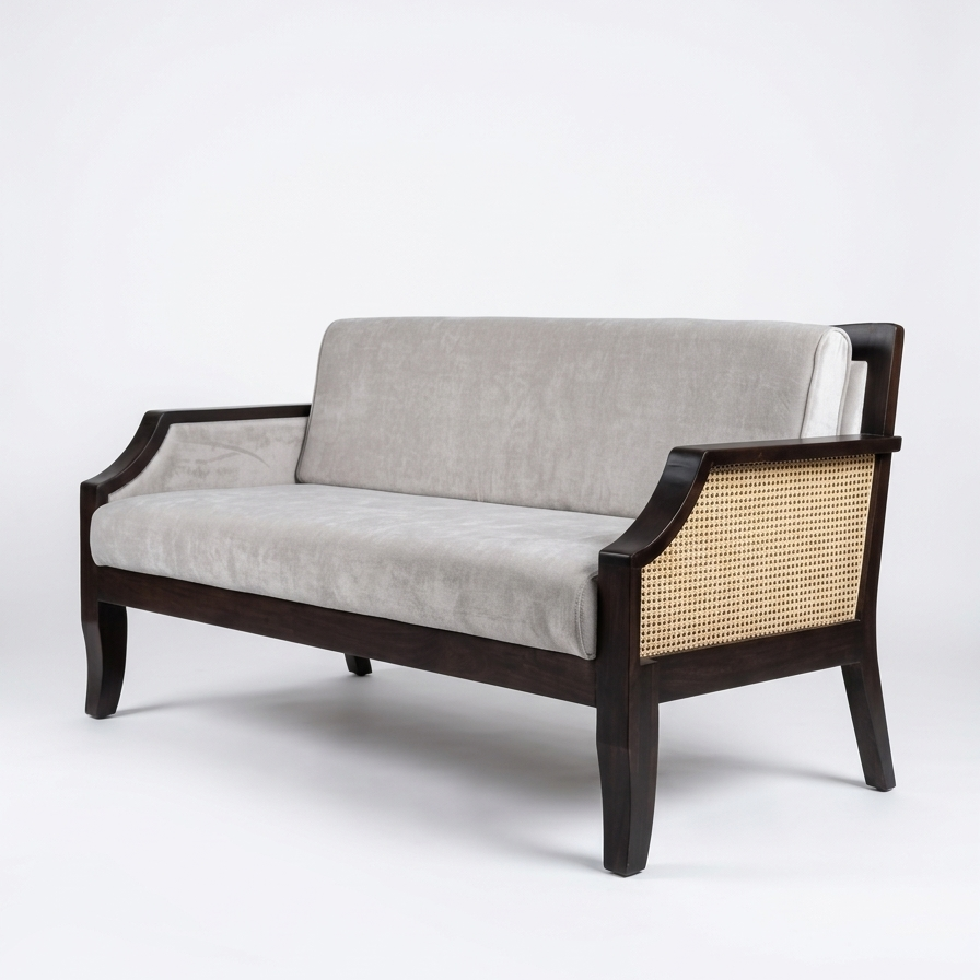 Charles Three Seater Wooden Sofa