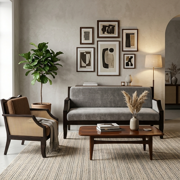 Charles Three Seater Wooden Sofa