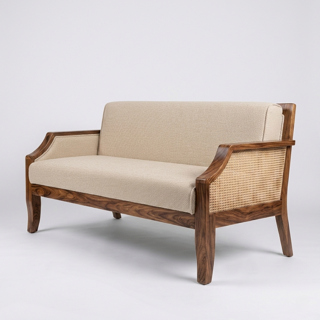 Charles Three Seater Wooden Sofa