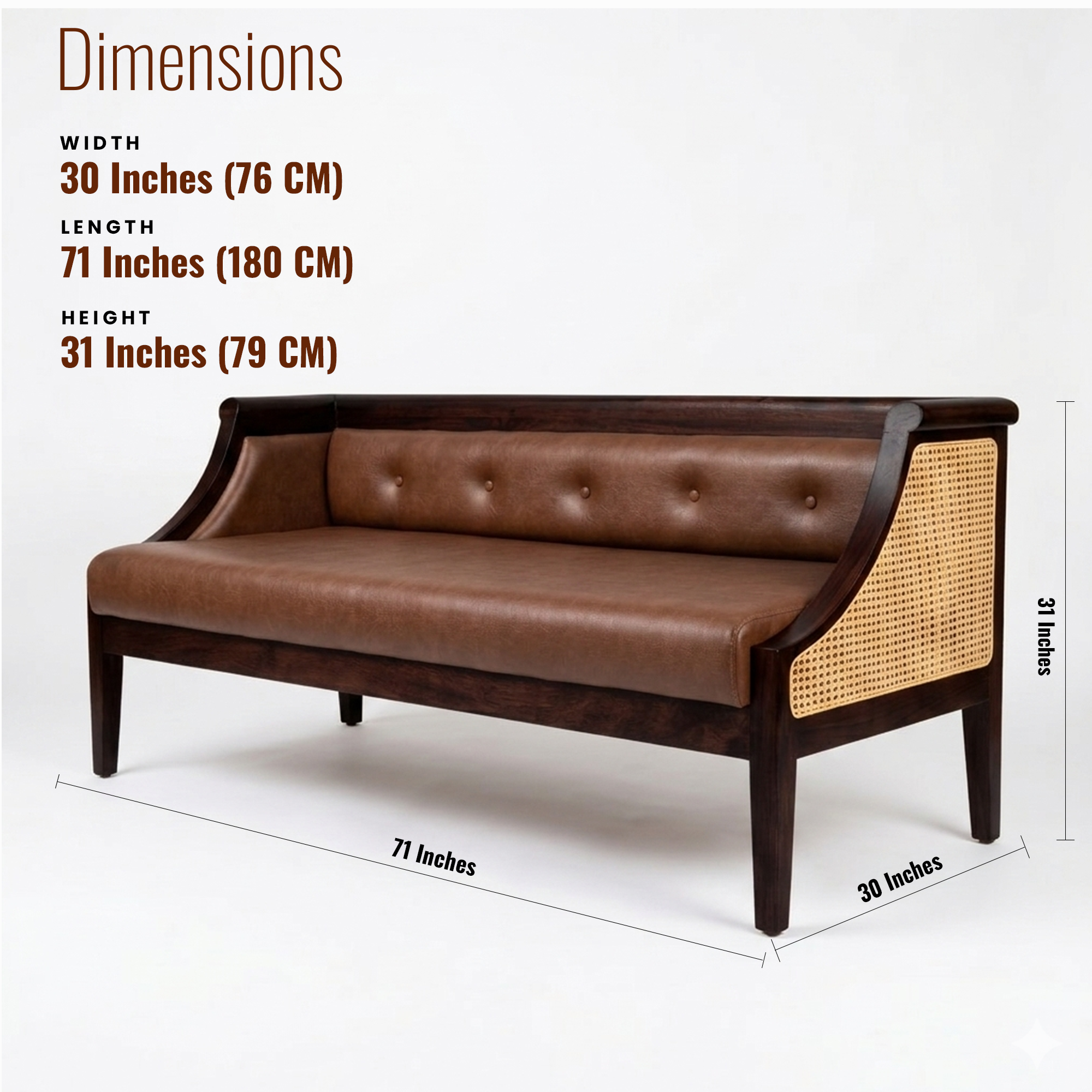 Dune Three Seater Wooden Sofa