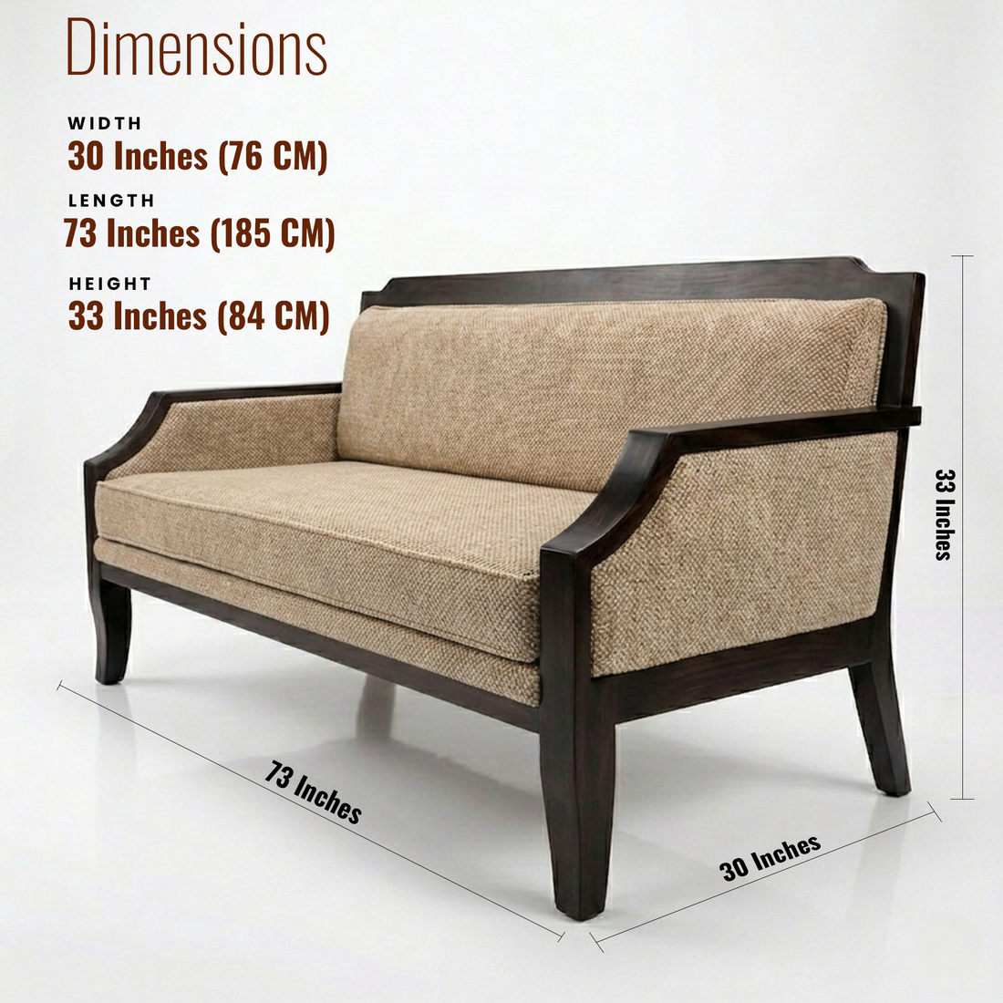 Harry Three Seater Wooden Sofa