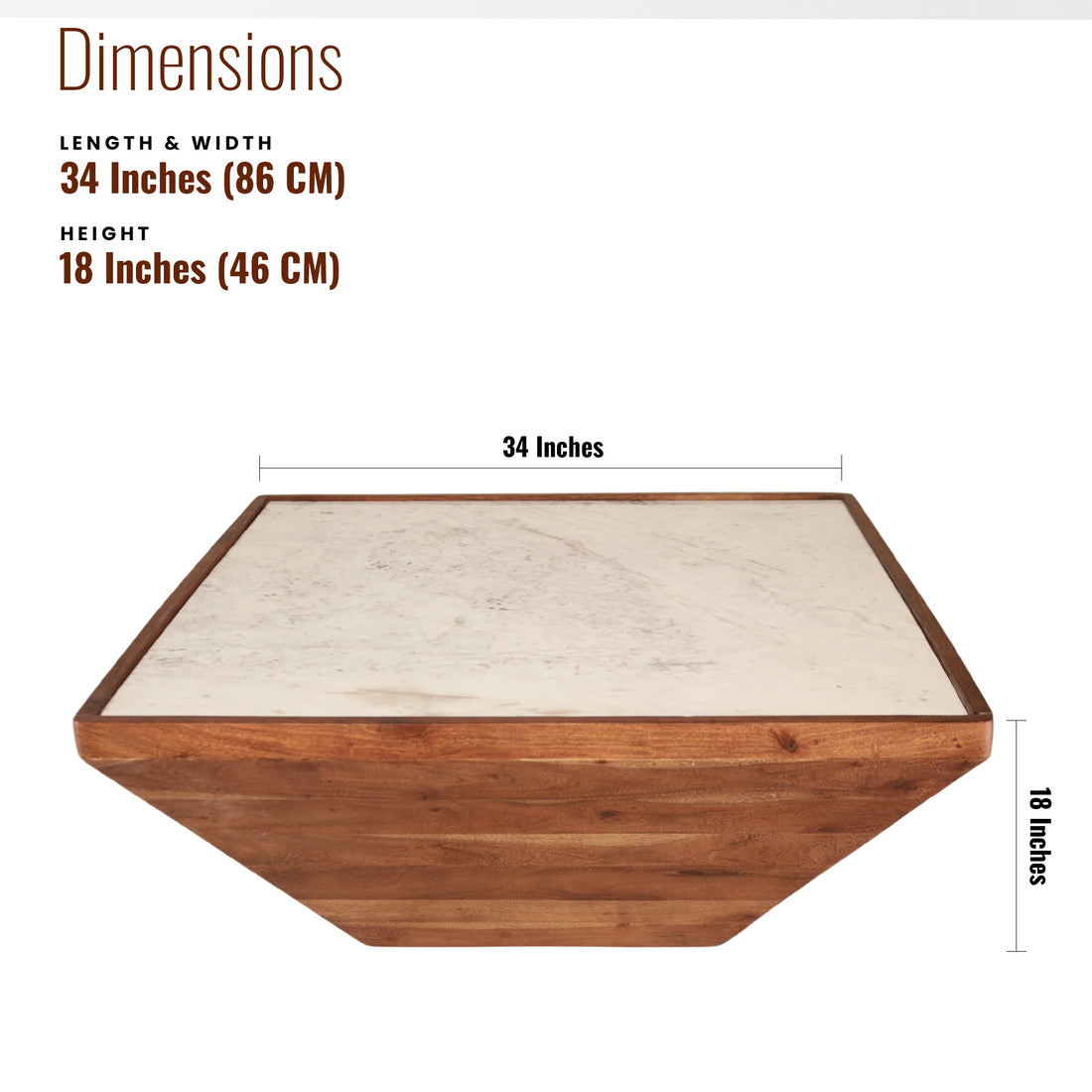 Hector white marble square Center table/ Coffee table