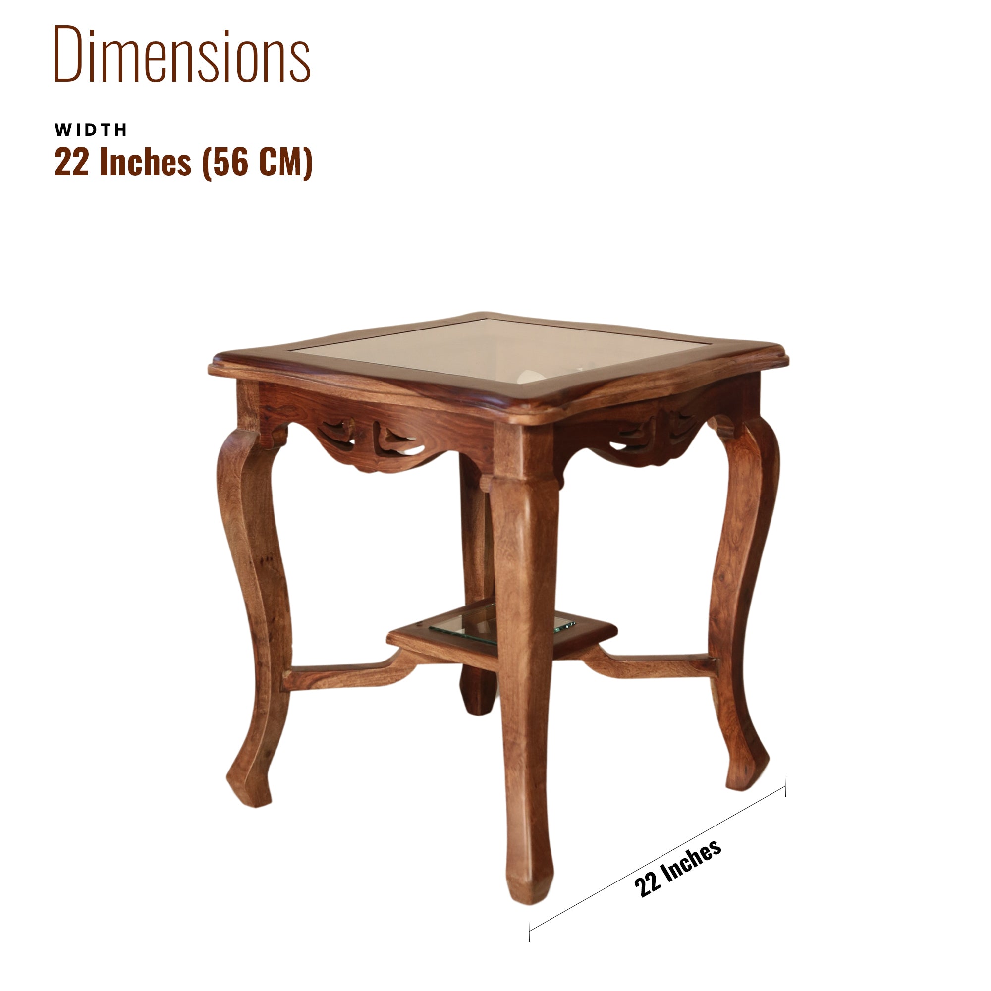 Heritage Sheesham Wood Side table/ End table Galss Top