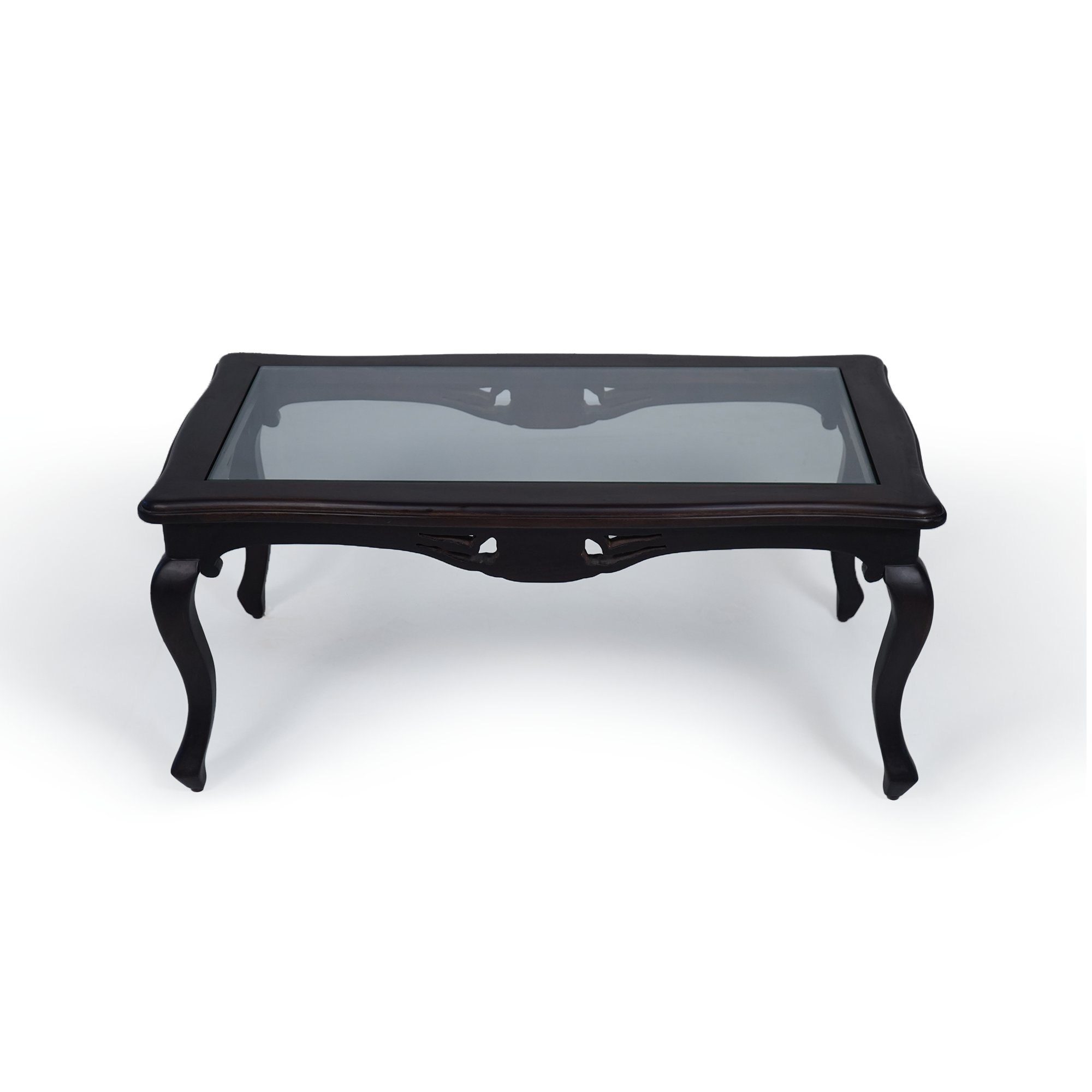 Heritage Sheesham Wood Center table/ Coffee table glass top Square