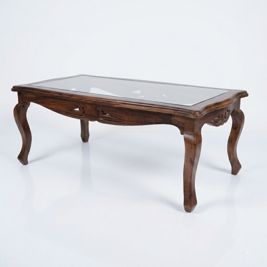 Heritage Sheesham Wood Center table/ Coffee table Glass top
