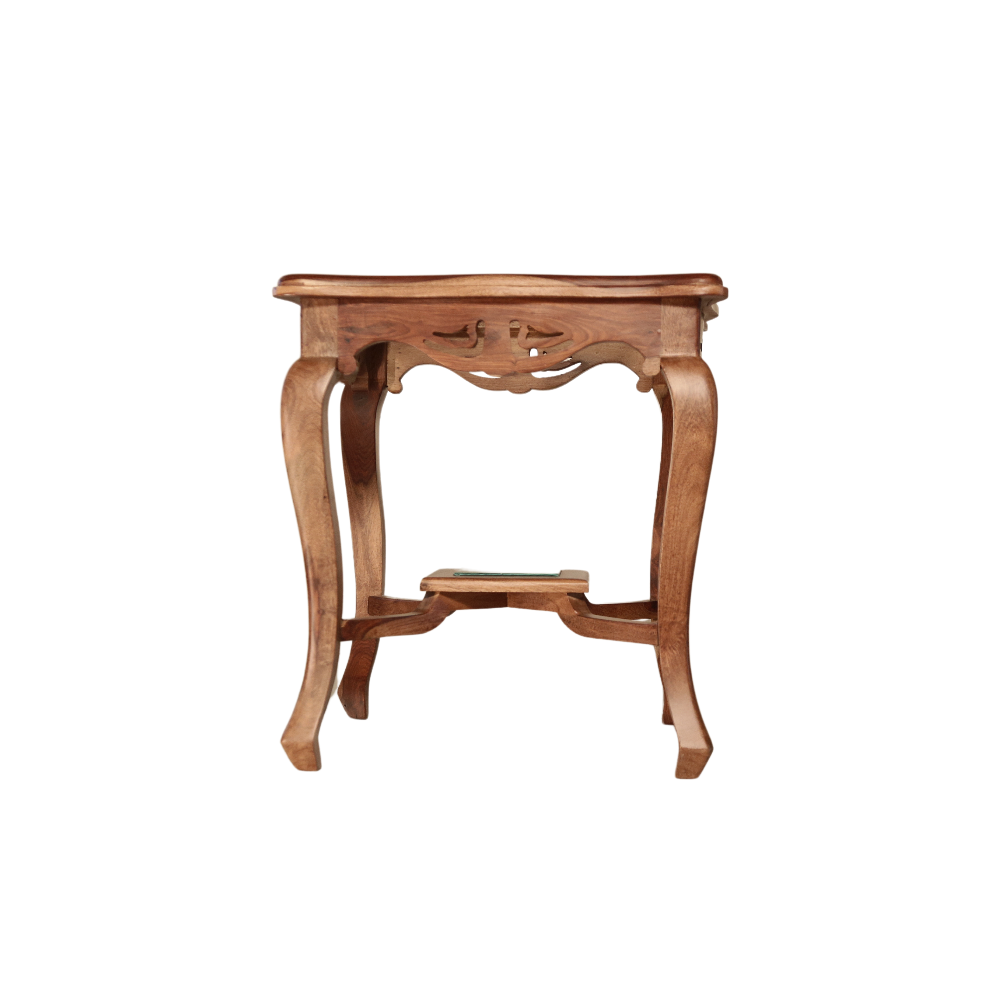 Heritage Sheesham Wood Side table/ End table Galss Top