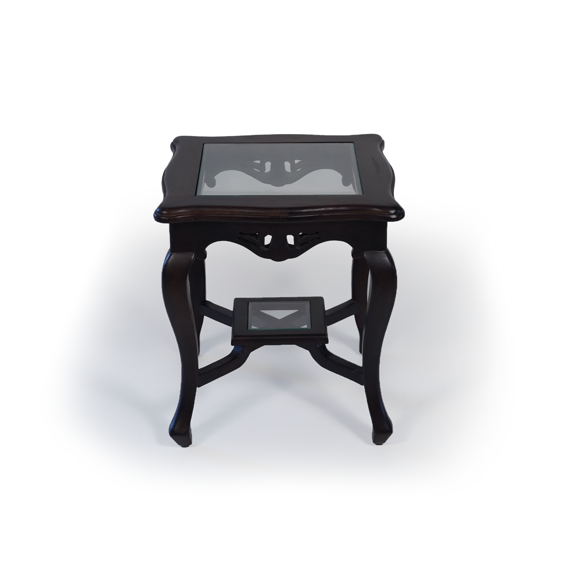 Heritage Sheesham Wood Side table/ End table Galss Top