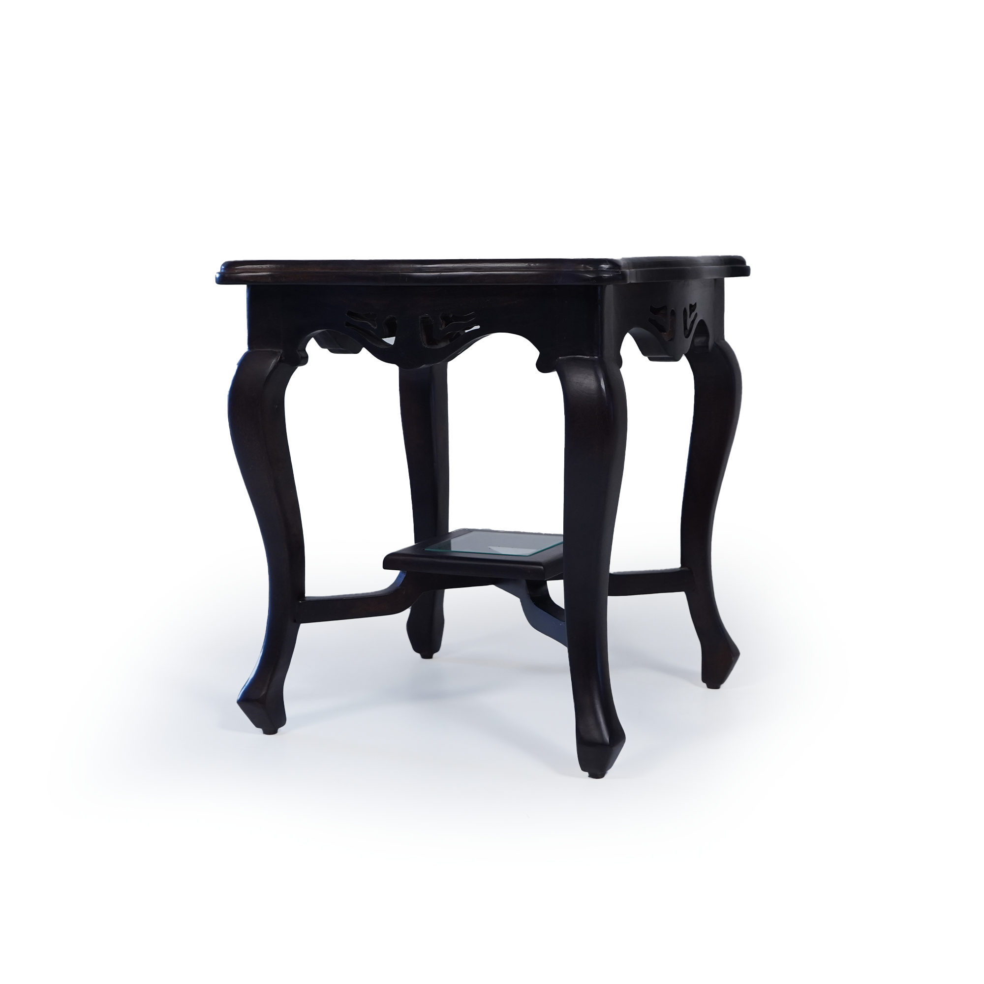Heritage Sheesham Wood Side table/ End table Galss Top