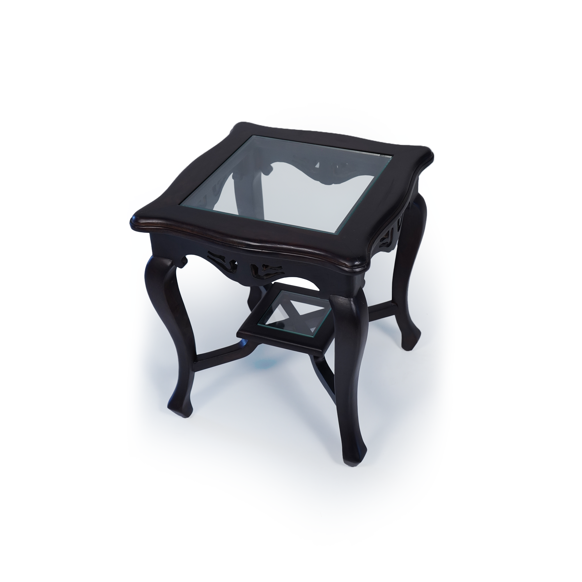 Heritage Sheesham Wood Side table/ End table Galss Top