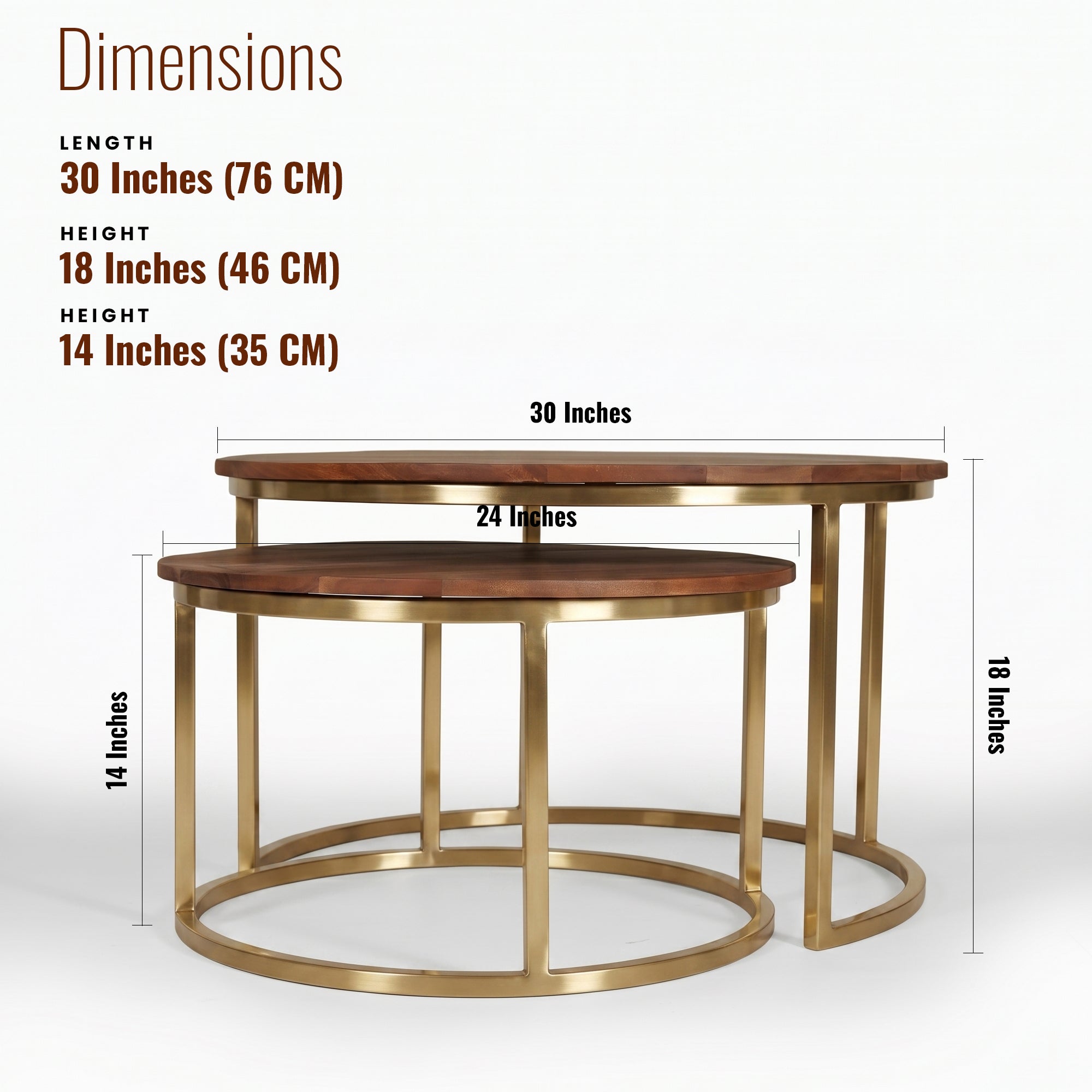 Jacob Nesting Center table/ Coffee table Set of Two Solid Wood Top