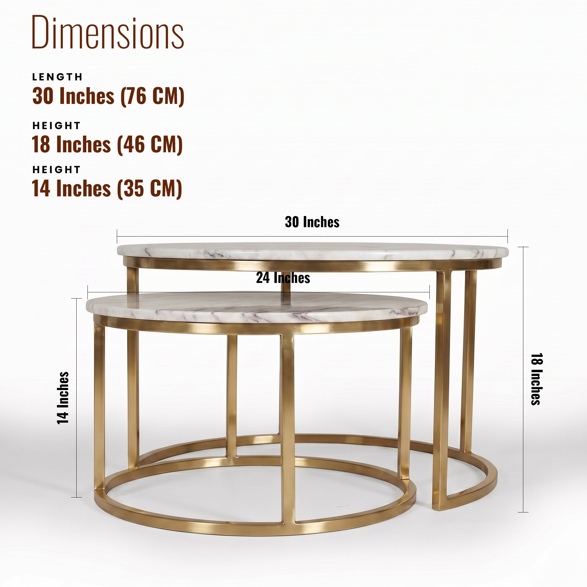 Jacob Nesting Center table/ Coffee table Set of Two Solid Wood Top