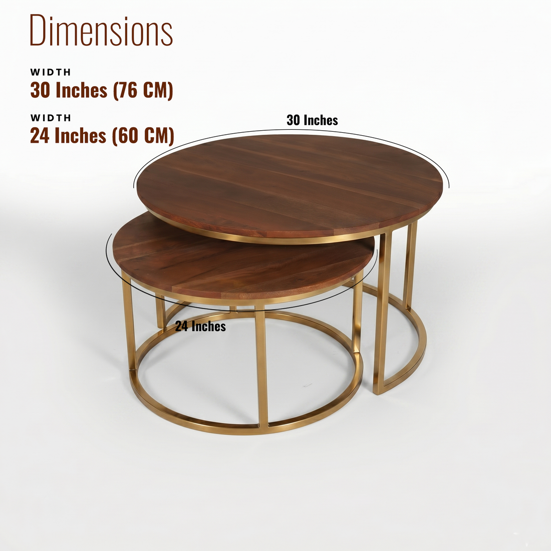 Jacob Nesting Center table/ Coffee table Set of Two Solid Wood Top