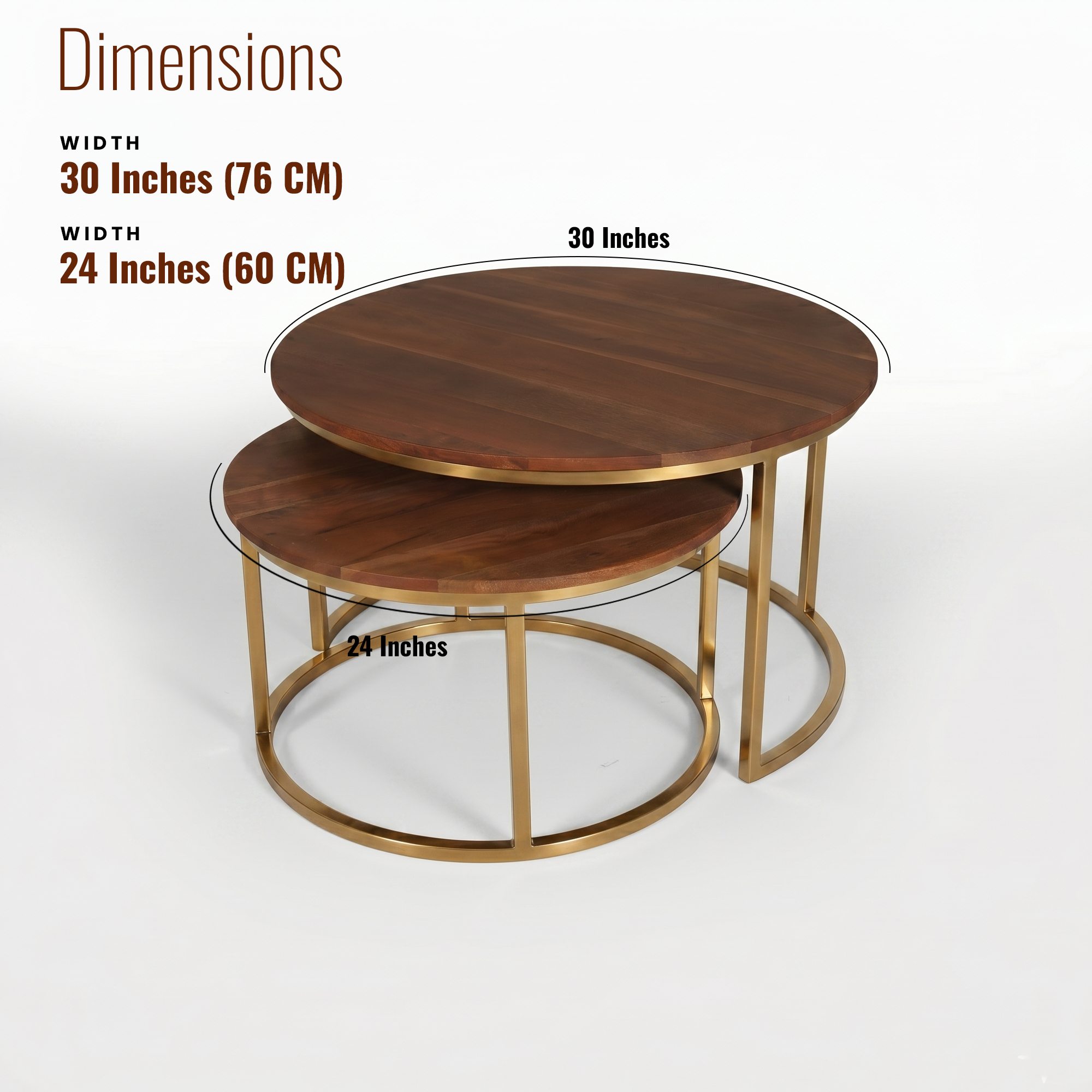 Jacob Nesting Center table/ Coffee table Set of Two Solid Wood Top