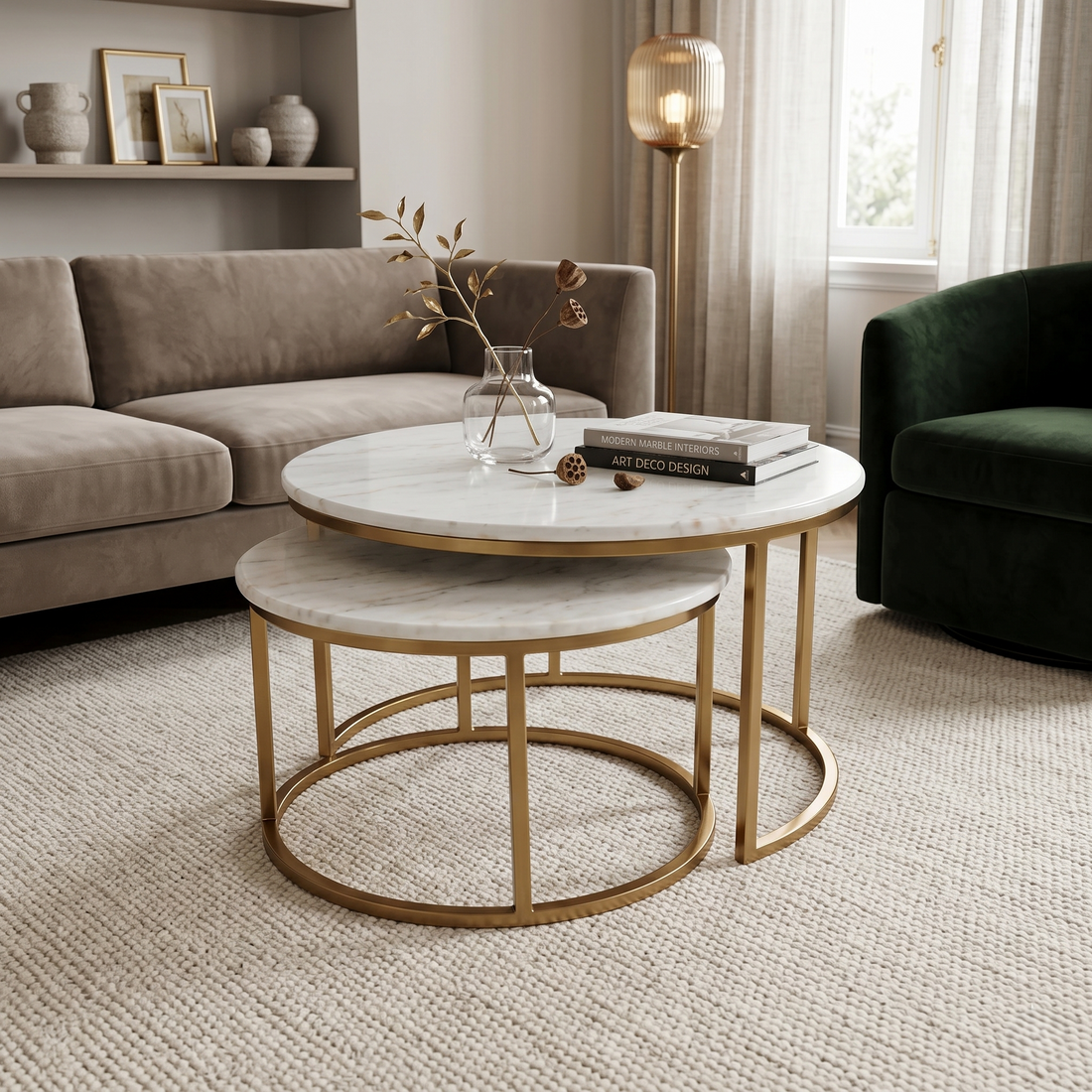 Jacob Nesting Center table/ Coffee table Set of Two Solid Wood Top