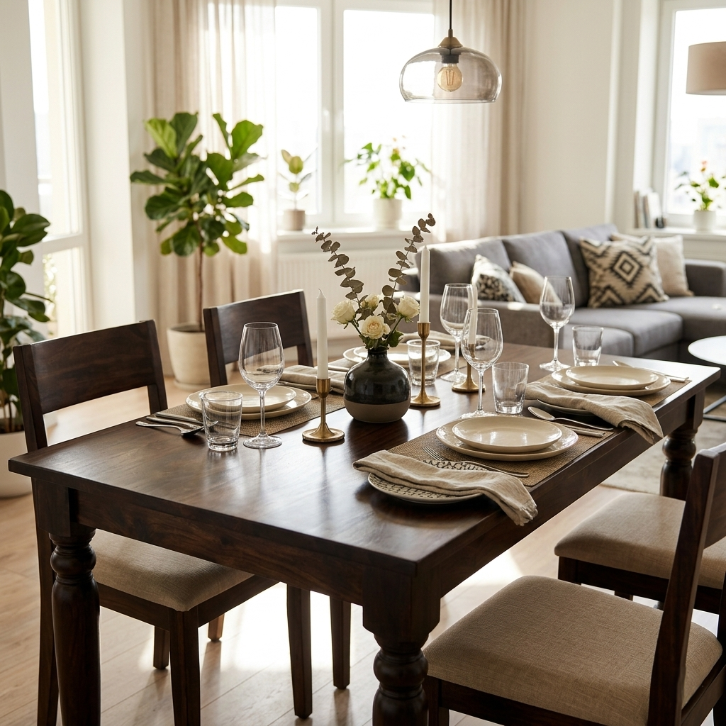 Jane Sheesham Wood Dining Table/ Six Seater