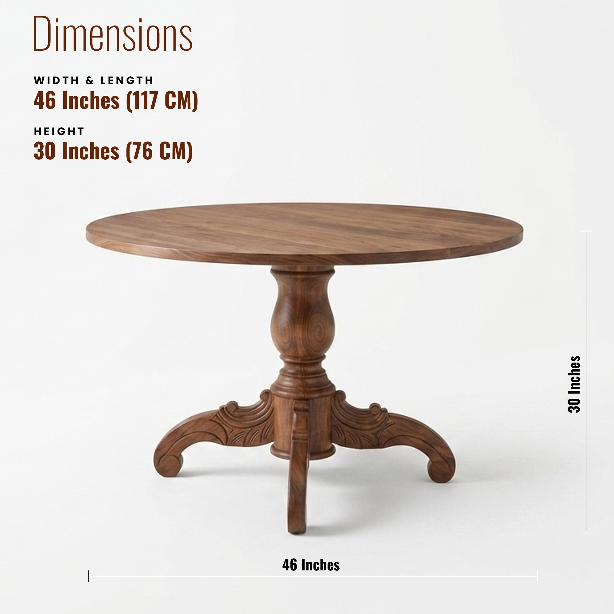Kate Solid Wood Round Dining Table