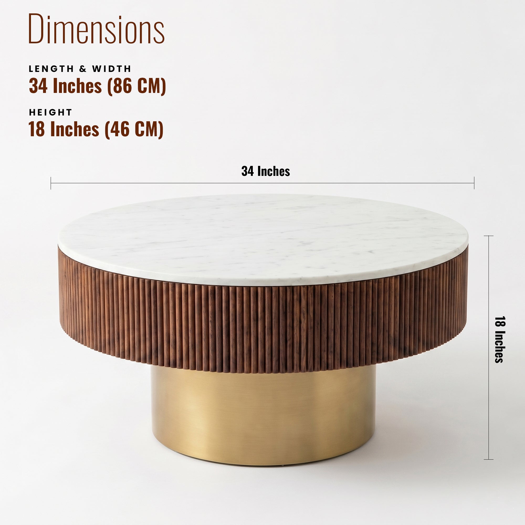 Kyle white marble round Center table/ Coffee table Set of 2