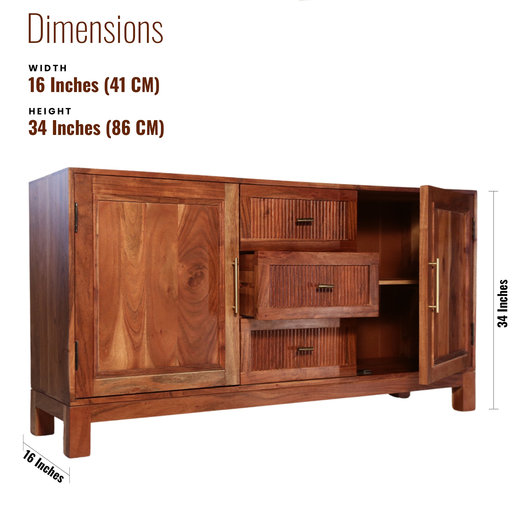 Kyle Solid Wood Sideboard 2 Door 3 Drawer