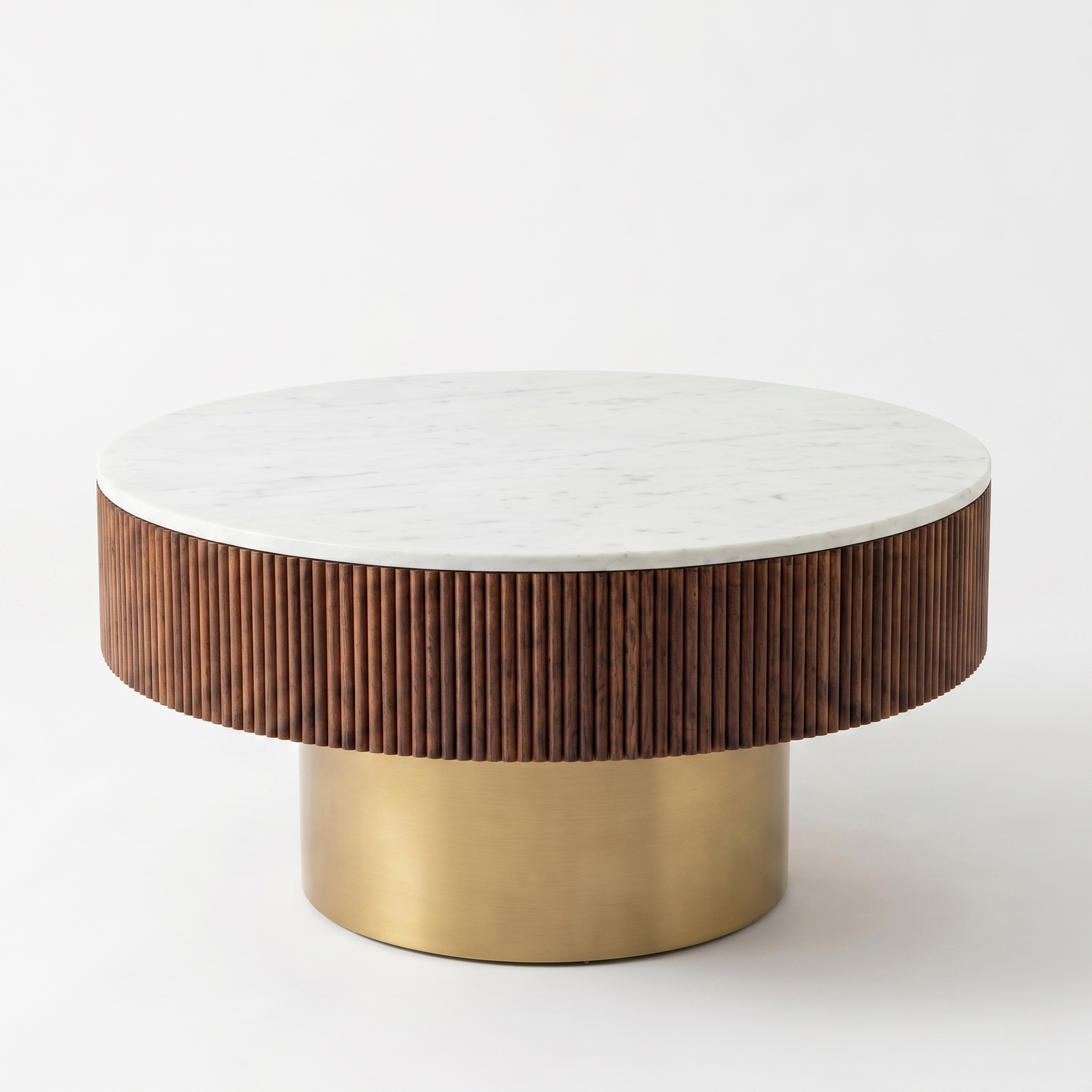 Kyle white marble round Center table/ Coffee table Set of 2