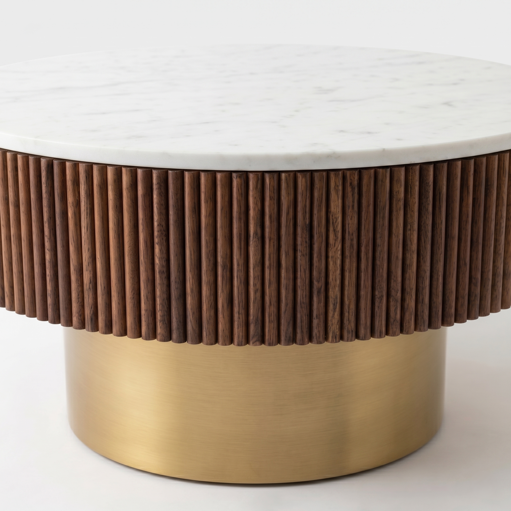Kyle white marble round Center table/ Coffee table Set of 2