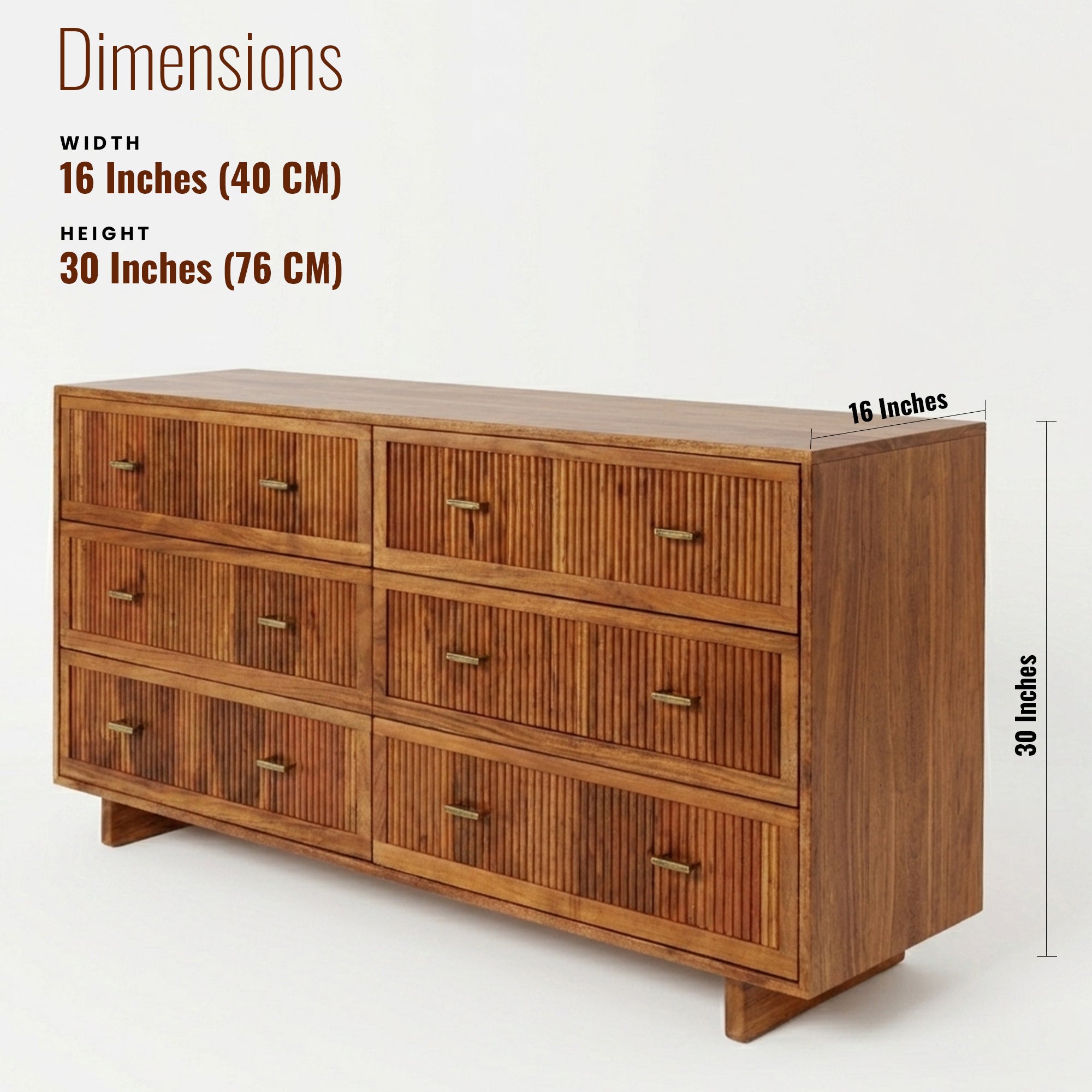 Kylie Solid Wood Chest of Drawers with six drawers